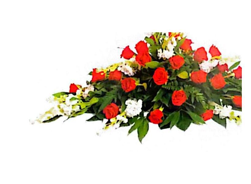 Centro de rosas rojas y flor variada