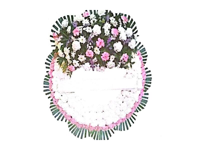 Corona de claveles blancos y rosas